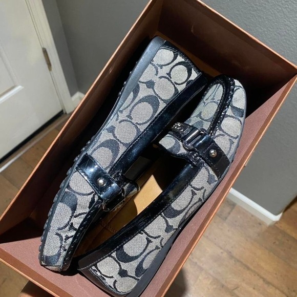 Coach Shoes - Coach black and white loafers Size 8